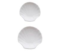 Ceramic White Shell Plate Jewelry Storage Trays Shaped Dinner Household Breakfast Tableware Photo Props for Necklace, Bracelet(S and M)