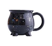 Ceramic Witch Cup - Magic Kettle Without Lid for Coffee and Tea | Gothic Witch Brew Candlestick Cup | Unique Halloween and Mystical Gift For Adults Lovers