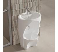 Ceramic Wudu Dual Level Basin - Ablution Foot Wash & Sink Unit - Wall Hung Wudu Basin with Tap & Fittings - Islamic Bathroom Wash Basin (Ceramic WUDU R)
