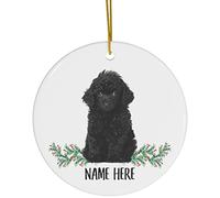 Ceramic Xmas Decor Personalized Name Toy Poodle Black Christmas Tree Decoration Classic Ceramic Pendant Round Christmas Decorations For Home Wall Gifts