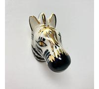 Ceramic Zebra Knob with Gold and Black Detail - Handle Kitchen Cupboard Home