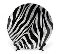 Ceramic Zebra Print Decorative Plate for Wall Hanging 7inch Large Bone China Dinner Plates with Display Stand Porcelain Art Dish for Home Kitchen Office Wedding Gift Farmhouse Decor