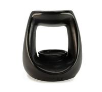 Ceramic Zen Oil Burner Large Oval Pebble Matt Black