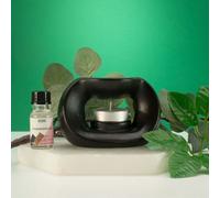 Ceramic Zen Oil Burner Oval Pebble Matt Black Diffuser