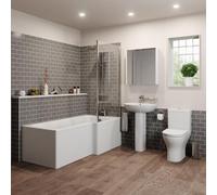 Ceramica Arles Bathroom Suite with 1500mm RH L Shape Bath, Close Coupled Toilet, Basin & Screen
