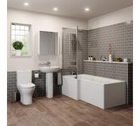 Ceramica Arles Bathroom Suite with L Shape Shower Bath & Screen - 1700mm Left Hand