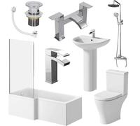 Ceramica Arles Complete Bathroom Suite with L Shape Shower Bath - 1700mm Left Hand