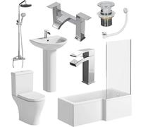 Ceramica Arles Complete Bathroom Suite with L Shape Shower Bath - 1700mm Right Hand