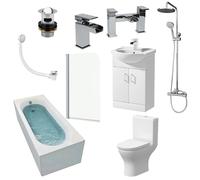 Ceramica Arles Complete Bathroom Suite with Single Ended Bath & Vanity Unit - 1700mm