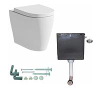 Ceramica® Bordeaux Modern Bathroom Cloakroom Back to Wall BTW Toilet Space Saving WC Toilets Soft Close Seat Dual Flush Cistern D Shape Pan, White Gloss