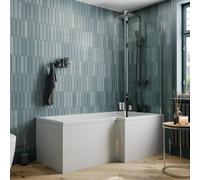 Ceramica L Shaped Shower Bath Bundle 1500mm Right Hand-Inc. Shower Screen & Front And End Bath Panel