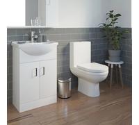 Ceramica Milan Close Coupled Toilet & Alpine Vanity Unit with Basin - 550mm