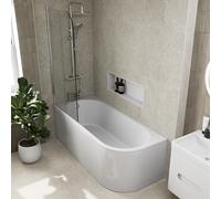 Ceramica Single Ended J Shaped Left Handed Bath with Side Panel & Screen - 1700 x 725mm