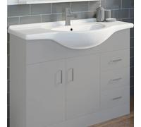 Ceramica White Gloss Semi-Recessed Basin - 1050mm
