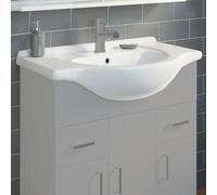 Ceramica White Gloss Semi-Recessed Basin - 750mm