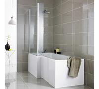 Ceramica White Gloss Shower Bath Panel Pack 1500/680mm - L Shaped Side & End MDF