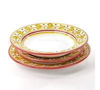 Ceramiche Azzaro & Romano Caltagirone Single Table Set Consisting of 3 Sicilian Ceramic Plates for Serving Dishes