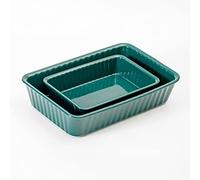 Ceramics baking dish set of 2, Rectangular Baking Dish, Lasagna Pans for Cooking, Kitchen, Cake,Dinner, Banquet and Daily Use, 12x 8 Inch & 8.95 x 6 inch of Casserole Dishes (Emerald)