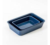 Ceramics baking dish set of 2, Rectangular Baking Dish, Lasagna Pans for Cooking, Kitchen, Cake,Dinner, Banquet and Daily Use, 12x 8 Inch & 8.95 x 6 inch of Casserole Dishes (Dark Blue)