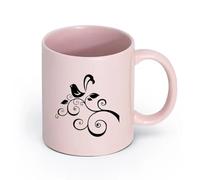 Ceramics Ceramic Cup Classic Style Beautiful Paradise Bird Branch （11oz/320ml） for Coffee, Soup, Tea, Milk, Latte, hot Cocoa, Ladies, Men Pink