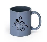 Ceramics Ceramic Cup Classic Style Beautiful Paradise Bird Branch （11oz/320ml） for Coffee, Soup, Tea, Milk, Latte, hot Cocoa, Ladies, Men Blue-Gray