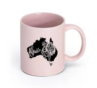 Ceramics Ceramic Cup Emu as Australian Symbol on Map Australia （11oz/320ml） for Coffee, Soup, Tea, Milk, Latte, hot Cocoa, Ladies, Men Pink