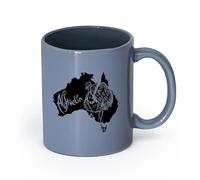 Ceramics Ceramic Cup Emu as Australian Symbol on Map Australia （11oz/320ml） for Coffee, Soup, Tea, Milk, Latte, hot Cocoa, Ladies, Men Blue-Gray