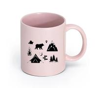Ceramics Ceramic Cup Hunting Hobby Deer Tourism Travel Camping Wild （11oz/320ml） Perfect for Kitchens, Restaurants & Cafes, Great Gift Idea Pink