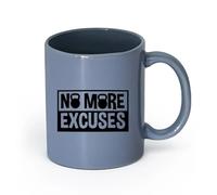 Ceramics Ceramic Cup No More Excuses Phrase Words Motivation Quote （11oz/320ml） Perfect for Kitchens, Restaurants & Cafes, Great Gift Idea Blue-Gray