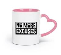 Ceramics Ceramic Cup No More Excuses Phrase Words Motivation Quote （11oz/320ml） Perfect for Kitchens, Restaurants & Cafes, Great Gift Idea Pink