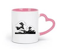 Ceramics Ceramic Cup Sea Wave Tsunami Marine Style Ocean Water （11oz/320ml） Perfect for Kitchens, Restaurants & Cafes, Great Gift Idea Pink