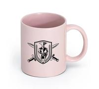 Ceramics Ceramic Cup Shield Sword Emblem Sparta Soldier Military （11oz/320ml） Perfect for Kitchens, Restaurants & Cafes, Great Gift Idea Pink