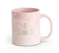 Ceramics Ceramic Cup Yoga Center Abstract Lotus Breath Zen Meditate （11oz/320ml） Perfect for Kitchens, Restaurants & Cafes, Great Gift Idea Marble Pink