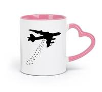 Ceramics Ceramic Cups with Handles Airplane Bomber War Aviation Teen （11oz/320ml） Perfect for Kitchens, Restaurants & Cafes, Great Gift Idea Pink