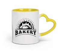 Ceramics Ceramic Cups with Handles Bakery Products Bread Oven Baker （11oz/320ml） Perfect for Kitchens, Restaurants & Cafes, Great Gift Idea Yellow