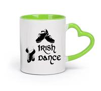 Ceramics Ceramic Cups with Handles Irish Dance Ireland Dancer Celtic （11oz/320ml） Perfect for Kitchens, Restaurants & Cafes, Great Gift Idea Green