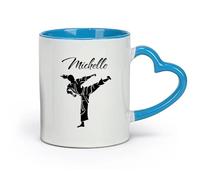 Ceramics Ceramic Cups with Handles Martial Arts Boy Karate Taekwondo （11oz/320ml） Perfect for Kitchens, Restaurants & Cafes, Great Gift Idea Blue