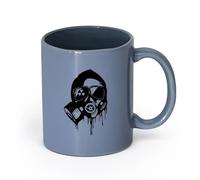 Ceramics Ceramic Mug Cup Respirator War Military Gas Mask Biohazard （11oz/320ml） Perfect for Kitchens, Restaurants & Cafes, Great Gift Idea Blue-Gray