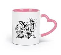 Ceramics Coffee Cup Beauty Bouquet Spring Lilies of The Valley （11oz/320ml） Perfect for Kitchens, Restaurants & Cafes, Great Gift Idea Pink