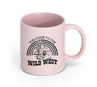 Ceramics Coffee Cup Cactus Desert Phrase Welcome to The Wild West （11oz/320ml） Perfect for Kitchens, Restaurants & Cafes, Great Gift Idea Pink