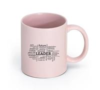 Ceramics Coffee Cups with Handle Office Teamwork Team Work Leader （11oz/320ml） Perfect for Kitchens, Restaurants & Cafes, Great Gift Idea Pink