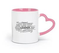 Ceramics Coffee Cups with Handle Office Teamwork Team Work Leader （11oz/320ml） Perfect for Kitchens, Restaurants & Cafes, Great Gift Idea Pink