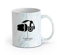 Ceramics Coffee Cups with Handle Virtual Reality Computer Technology （11oz/320ml） Perfect for Kitchens, Restaurants & Cafes, Great Gift Idea Marble Blue