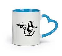 Ceramics Coffee Milk Tea Ceramic Mugs Mona Lisa Rocket Launcher Da Vinci Doodle （11oz/320ml） Unique Office Gift for Women & Men Blue