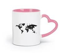 Ceramics Coffee Mug Abstract Geometric Multifaceted Earth Map （11oz/320ml） Perfect for Kitchens, Restaurants & Cafes, Great Gift Idea Pink