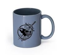 Ceramics Coffee Mug, Black Raven Symbol Sword Gothic Style Bird （11oz/320ml） Perfect for Kitchens, Restaurants & Cafes, Great Gift Idea Blue-Gray