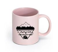 Ceramics Coffee Mug, Camping Explore The Wild Motivation Phrase （11oz/320ml） Perfect for Kitchens, Restaurants & Cafes, Great Gift Idea Pink