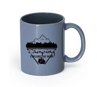 Ceramics Coffee Mug, Camping Explore The Wild Motivation Phrase （11oz/320ml） Perfect for Kitchens, Restaurants & Cafes, Great Gift Idea Blue-Gray