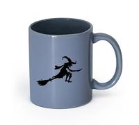 Ceramics Coffee Mug, Fabulous Hero Witch on a Broomstick Sabbat （11oz/320ml） Perfect for Kitchens, Restaurants & Cafes, Great Gift Idea Blue-Gray