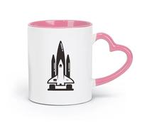 Ceramics Coffee Mug Space Rocket School Spaceship Boy Children's Room Funny （11oz/320ml） and Mulled Drinks, Espresso Pink